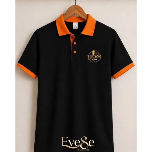 Logolu Polo Yaka T-Shirt (Siyah-Turuncu) Logolu Polo Yaka T-Shirt (Siyah-Turuncu)