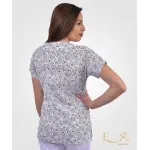 Likralı Desenli Üst (Krem Çiçekler)