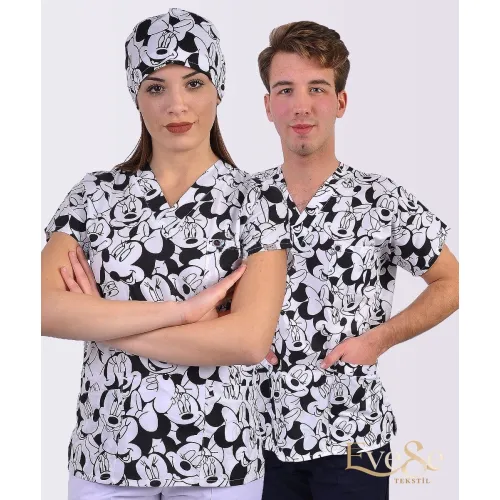 Mickey Mouse Terikoton Üst Desenli