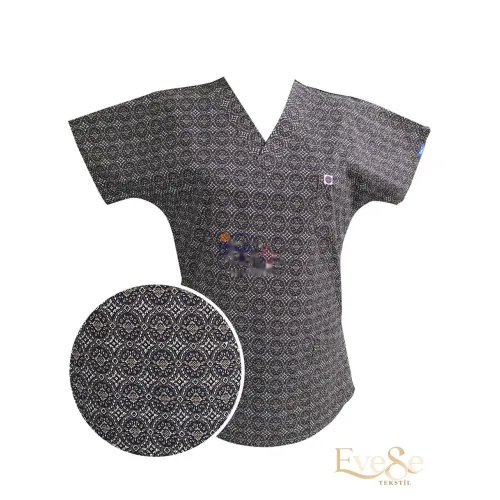 Likralı Desenli Üst (Kahverengi Çiçekler) Likralı Desenli Üst (Kahverengi Çiçekler)