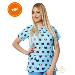 Terikoton Üst Desenli (Mavi Kedi) Terikoton Üst Desenli (Mavi Kedi)