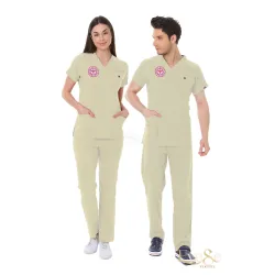 Bej Sağlık Teknisyen/Tekniker ve Tıbbi Sekreter Forması Likralı Scrubs Takım (Moth) Bej Sağlık Teknisyen/Tekniker ve Tıbbi Sekreter Forması Likralı Scrubs Takım (Moth)