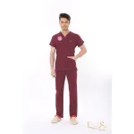 Bordo Hastane Forması Likralı Scrubs Takım (Biking Red)
