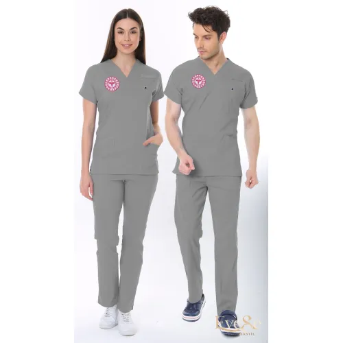Gri Teknik Hizmetler Personel Forması Likralı Scrubs Takım Gri Teknik Hizmetler Personel Forması Likralı Scrubs Takım