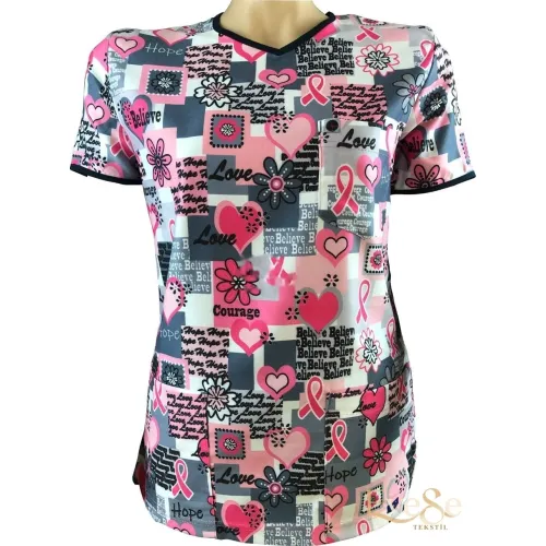Comfort Sport Likralı Desenli Üst (Love Pembe)